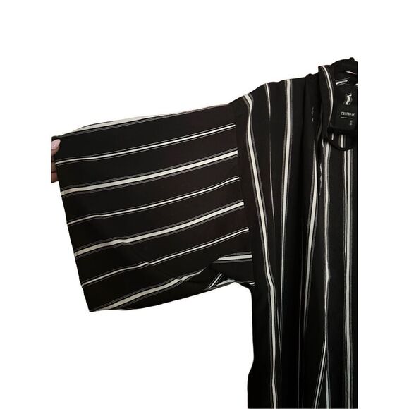 Cotton On White Black Pin Stripe Lightweight Oversized Long Cardigan | Size M/L - Picture 6 of 7
